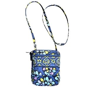 Vera Bradley Women Crossbody Purse Blue Indigo‎ Pop Cotton Floral Adjustable